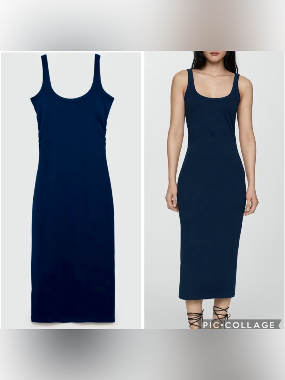 NWT Mango Classic Sleeveless Blue Tank Midi Dress